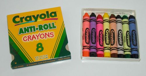 8 ANTI-ROLL CRAYOLA CRAYONS IN ORIGINAL 1998 BOX #52-038B