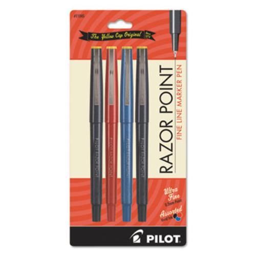 Razor Point Fine Line Marker Pens - 0.3 Mm Pen Point Size - Black, Blue, (11045)