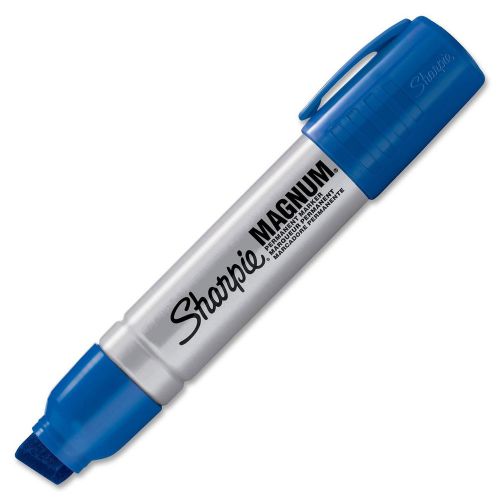 Sharpie Magnum Permanent Marker Jumbo 5/8&#034; Chisel Tip Blue 12/pack 44003