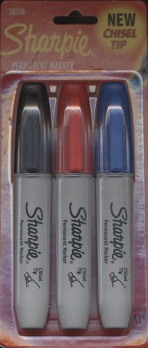 Sharpie Permanent Marker 3 Colors Chisel Tip (2 Pack)