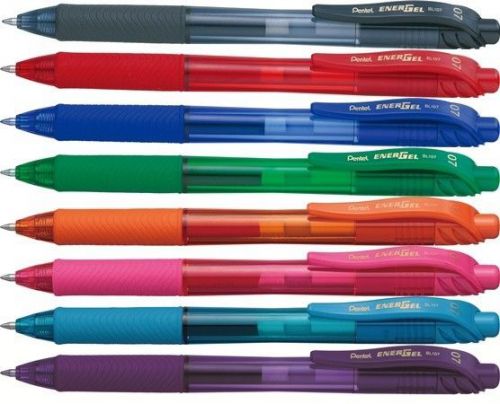 8 x pentel energel x pen 0.7mm black,red,blue,purple,green,sky blue,pink,orange for sale