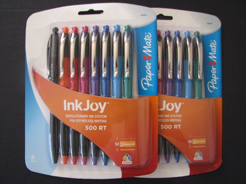 2 Paper Mate InkJoy 500 Ballpoint Retractable Pens, Medium 1.0 Assorted 8 Packs