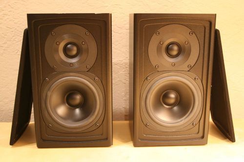 Pair triad inroom silver satellite in room theater speakers black grill -amazing for sale