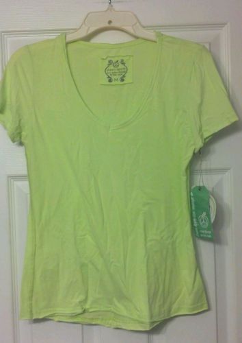 Green Apple Sunny Lime Stretchy V-Neck Yoga T-Shirt/Top M 8/10 NWT organic vegan