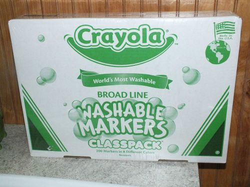 Brand New &amp; Sealed - Crayola Broad Line Washable 200 Markers Classpack 8 Colors