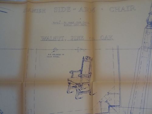 Wood Furniture Designs Blueprint  - Spanish Side Arm Chair 413 1970