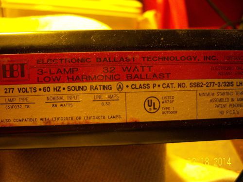 Electronic Ballast Technology Inc 277 Volt 60 HZ Sound Rating A 3 Lamp 32 watt