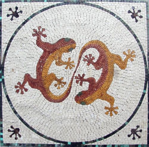 Two Lizards Mosaic Marble