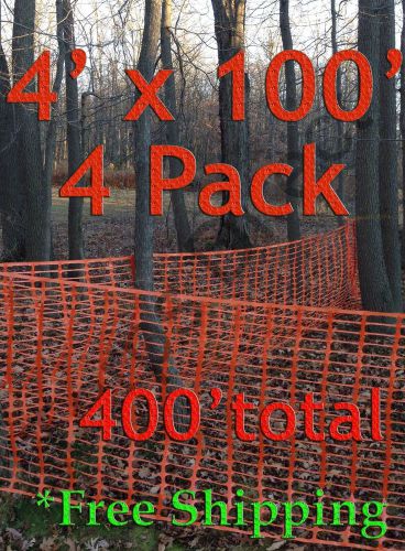 4 Pk Orange Safety Snow Construction Field Barrier Garden Farm Fence 4&#039; x 100&#039;