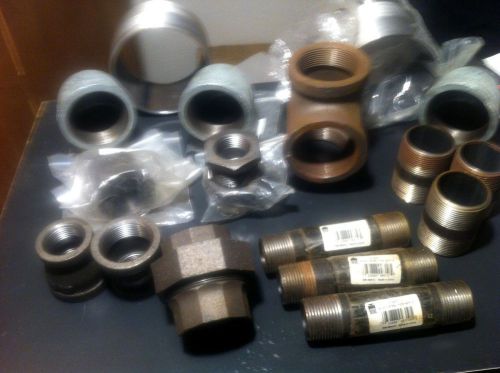Pipe nipples, threaded union, reducers, 90s, and a tee for sale