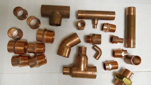 20 plus lot. Misc. copper pipe fittings male &amp; female