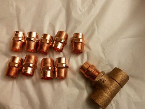 10,3/4&#034;x3/4&#034; male new threaded/sweat copper adapter.(7)evf prc, (3) (jw), thread for sale