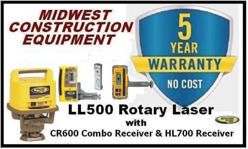 New trimble spectra precision ll500 rotary laser w/ hl700 &amp; cr600 receivers for sale