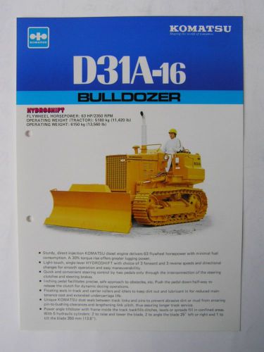 KOMATSU D31A-16 Bulldozer Brochure Japan