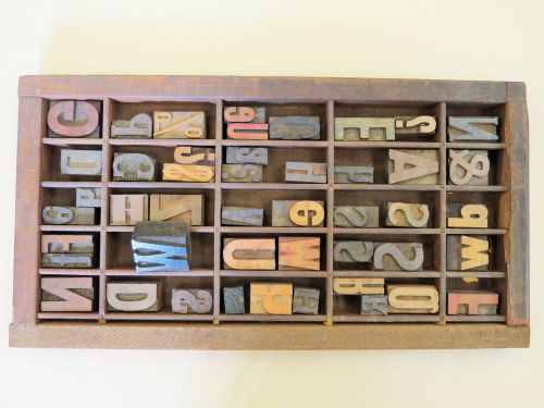 Letter Press Type Drawer With 45 Type Block Letters, Numerals And Symbols