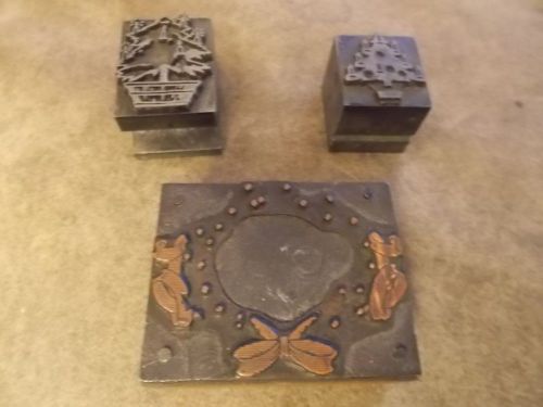 3 Antique Wood Printer Block Stamp