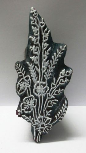 INDIAN WOODEN HAND CARVED TEXTILE PRINTING FABRIC BLOCK STAMP FINE PRINT FLORAL