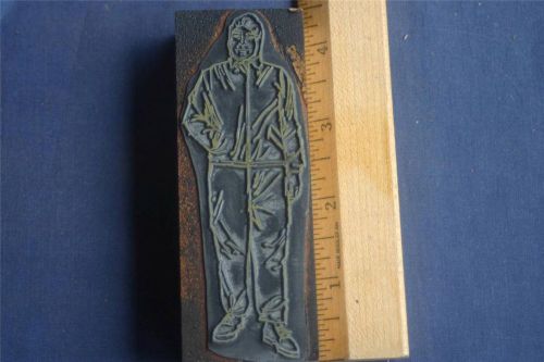 Letterpress Printing Block Man in Winter Outfit      (005)