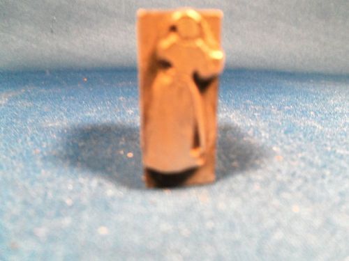 antique printer&#039;s  CUT/BLOCK/WIDGET LADY IN GOWN 1 X 3/8 INCH CENTRAL #72