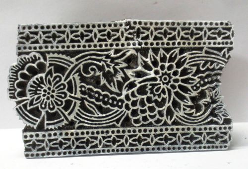 VINTAGE WOODEN HAND CARVED TEXTILE PRINTING ON FABRIC BLOCK STAMP DESIGN HOT 236