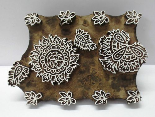 VINTAGE WOODEN HAND CARVED TEXTILE PRINTING ON FABRIC BLOCK STAMP DESIGN HOT 281