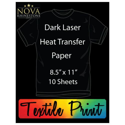 New Laser Iron-On Heat Transfer Paper, For Dark fabric, 10 Sheets - 8.5&#034; x 11&#034;