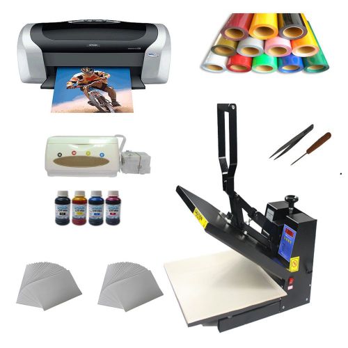 Heat press machine +transfer paper +transfer PU vinyl   +Printer + Business Kit