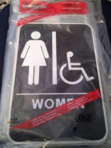 3 each Women&#039;s Restroom Signs 6&#034; x 9&#034; self-stick ADA Braille Sign Made by Cole