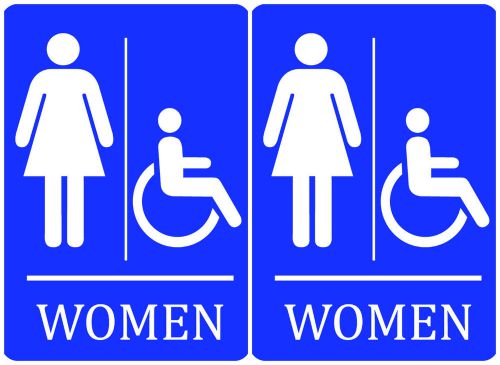 Two Girl Bathroom Signs Sign Restroom Wheelchair Access WOMEN Wall Hanging New