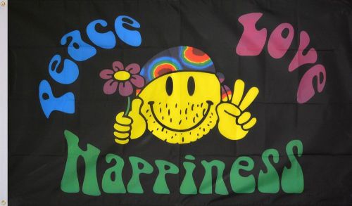 PEACE LOVE HAPPINESS  Flag 3x5ft Poly