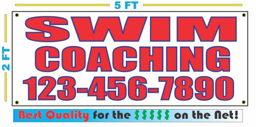 SWIM COACHING w CUSTOM PHONE Banner Sign NEW Best Quality for the $$$
