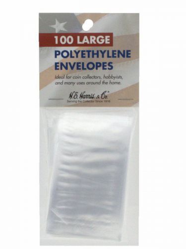 Poly bags, lg. 3 1/4x2 1/16, open end, clear, polyethylene 100 pack for sale