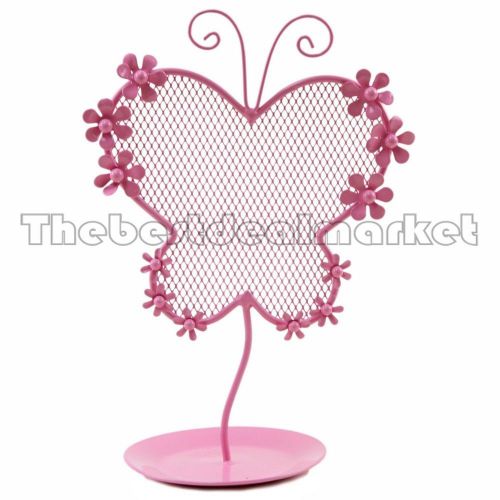 New Fancy Butterfly Earring Jewelry Display Stand Holder Pink P0971 Women Gift