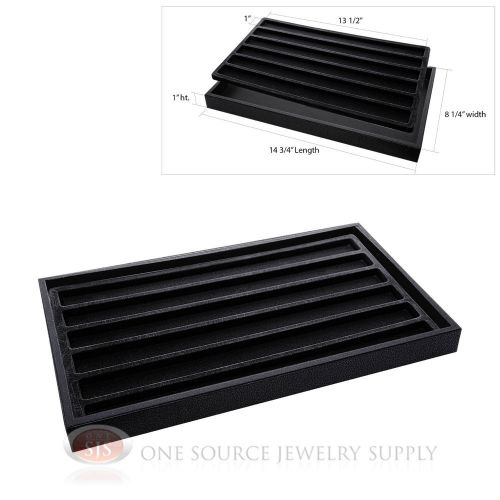 Black plastic stackable tray w/ 6 slot compartment black jewelry display insert for sale