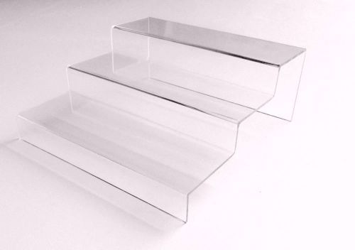 2-PC Acrylic Plexiglass Transparent Clear Tiered Riser Jewelry Display Stand Rac