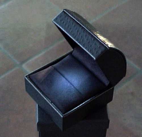 DELUXE Black Leather &amp; Black Suede LED Lighted Proposal Engagement Ring Gift Box