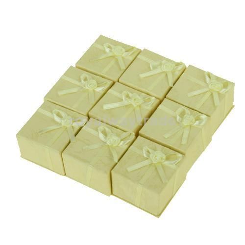 24 x yellow square hard cardboard jewelry ring case gift box 40x40x29mm for sale