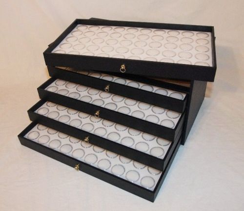 5 removable drawer storage case with 250 gem jars white for sale