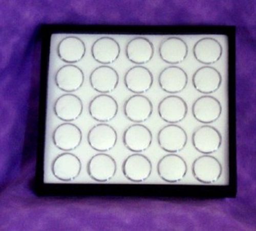 Gem tray stackable 25 space white foam &amp; black tray for sale