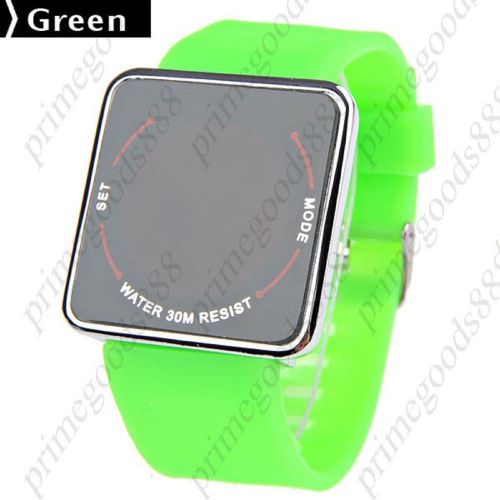 Unisex Capacitive Touch Screen Electronic LED Watch Wrist Silicone in Green