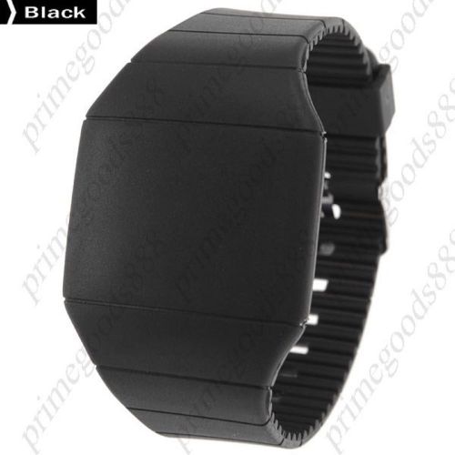 Touch screen unisex led digital watch wrist watch gum strap in black for sale