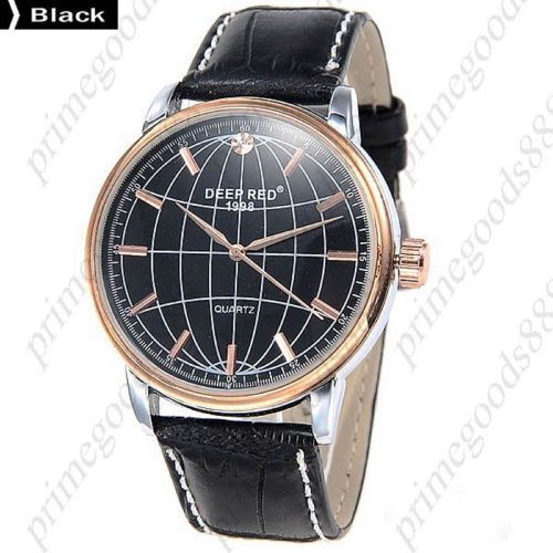 Globe genuine leather quartz analog wrist free shipping men&#039;s wristwatch black for sale