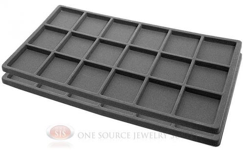 2 Gray Insert Tray Liners W/ 18 Compartments Drawer Organizer Jewelry Displays
