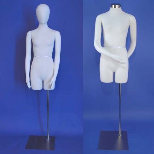 Brand new white female mannequin dress form with head and flexible arms f01h-sw for sale