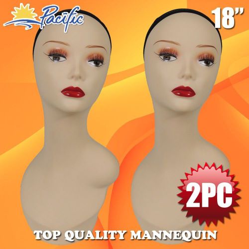 Realistic Plastic lifesize Female MANNEQUIN head display wig hat glasses PWED2pc