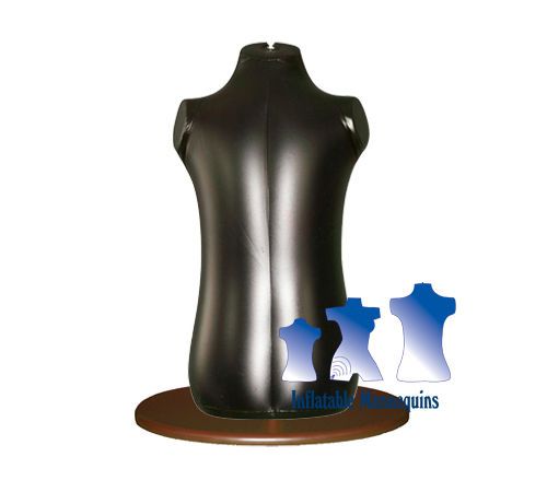 Inflatable Toddler Torso, Black And Wood Table Top Stand, Brown