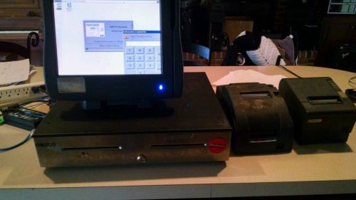 Complete Micros Workstation 4 System POS System 3700 Card Swiper 2 Printers