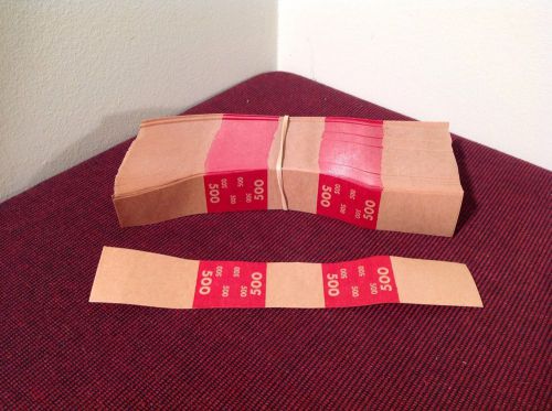 500 SELF SEALING RED $500 CURRENCY STRAPS BANDS MONEY WRAP