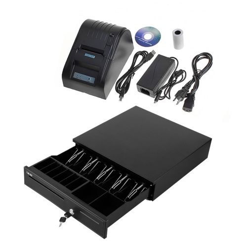 USB MINI 58mm POS Thermal Dot Receipt Printer Set + Electronic Cash Drawer RJ11