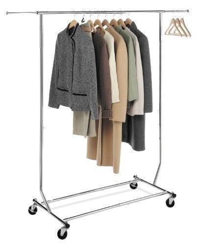 DecoBros Heavy Duty Commercial Grade Clothing Garment Rolling Rack, Chrome